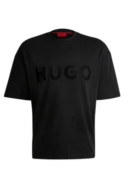 Hugo Boss Cotton-jersey T-shirt With Tonal Logo In Black