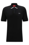 Hugo Boss Cotton-piqu Polo Shirt With Contrast Logo In Black