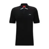 Hugo Boss Cotton-piqu Polo Shirt With Contrast Logo In Black