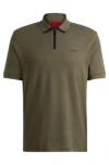 Hugo Boss Cotton-piqu Polo Shirt With Contrast Logo In Khaki
