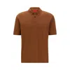 Hugo Boss Cotton-piqu Polo Shirt With Logo Print In Brown