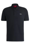 Hugo Boss Cotton-piqu Polo Shirt With Logo Print In Dark Blue