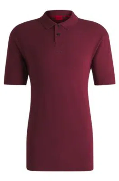 Hugo Boss Cotton-piqu Polo Shirt With Logo Print In Dark Pink