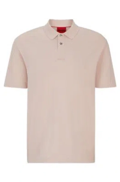 Hugo Boss Cotton-piqu Polo Shirt With Logo Print In Light Pink