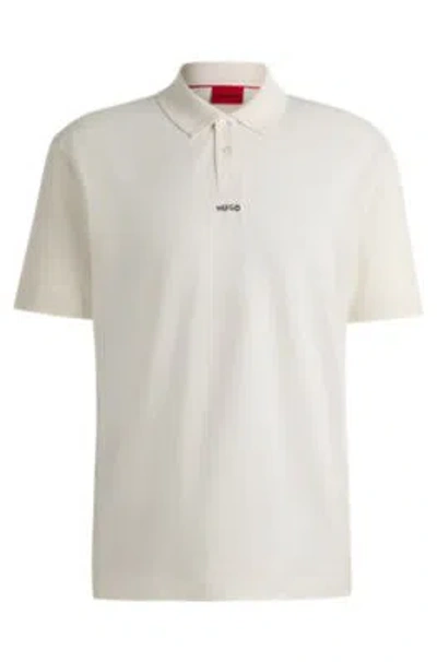Hugo Boss Cotton-piqu Polo Shirt With Logo Print In White