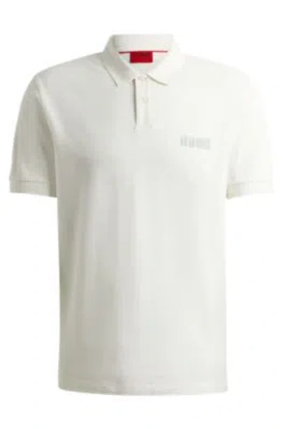 Hugo Cotton-piqu Polo Shirt With Logo Print In White