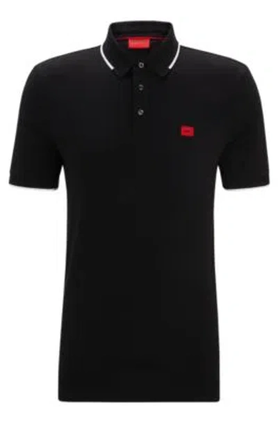 Hugo Boss Dereso222 Mens Cotton Pique Slim-fit Polo Shirt With Logo Label Nos In Black