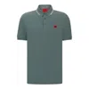 Hugo Cotton-piqu Slim-fit Polo Shirt With Logo Label In Dark Green