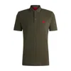 Hugo Boss Cotton-piqu Slim-fit Polo Shirt With Red Logo Label In Green