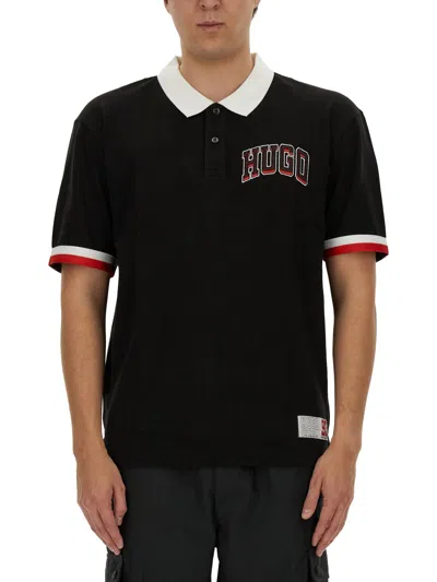 Hugo Cotton Pique "dillet" Polo Shirt In Black