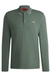 Hugo Boss Cotton-piqué Polo Shirt With Logo Detail In Green