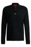 Hugo Boss Cotton-piqué Relaxed-fit Polo Shirt With Logo Print In Black