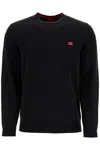 Hugo Boss Organic-cotton Sweater With Red Logo Label In Black 001