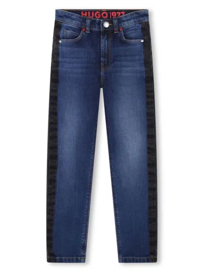 Hugo Boss Kids' Cotton Straight-leg Jeans In Blue