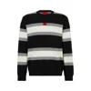 Hugo Boss Cotton Sweatshirt With Block Stripes And Red Logo Label In Multi