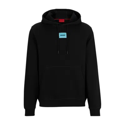 HUGO COTTON-TERRY HOODIE WITH LOGO LABEL