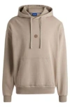 Hugo Boss Cotton-terry Hoodie With Smiley-face Logo Badge In Light Grey