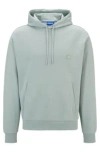 Hugo Cotton-terry Hoodie With Smiley-face Logo In Green