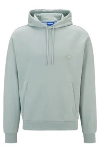 Hugo Cotton-terry Hoodie With Smiley-face Logo In Green