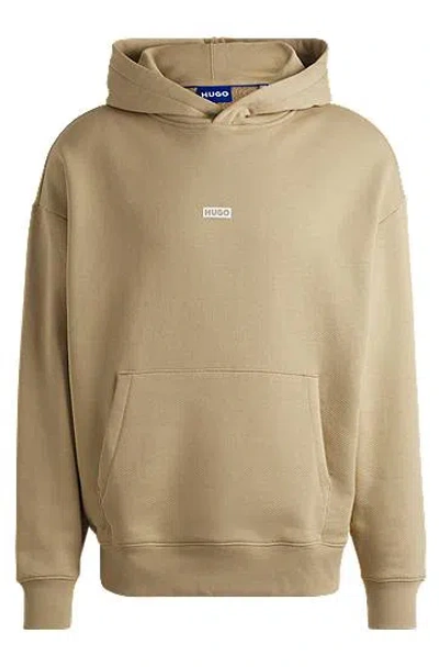 Hugo Boss Cotton-terry Loose-fit Hoodie With Logo Details In Medium Beige