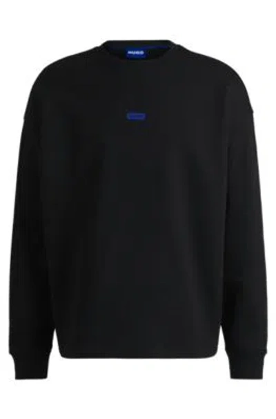 Hugo Boss Cotton-terry Sweatshirt With Logo Print In Black