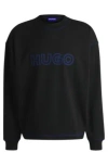 Hugo Boss Cotton-terry Loose-fit Sweatshirt With Stitched Logo In Black
