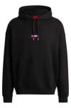 Hugo Cotton-terry Oversize-fit Hoodie With Seasonal Logos In Black