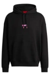 Hugo Boss Cotton-terry Oversize-fit Hoodie With Seasonal Logos In Black
