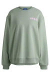 Hugo Boss Cotton-terry Oversize-fit Sweatshirt With Seasonal Print In Green