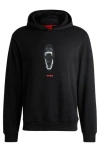 Hugo Boss Cotton-terry Regular-fit Hoodie With Animal Graphics In Black