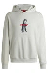 Hugo Boss Cotton-terry Regular-fit Hoodie With Animal Graphics In White