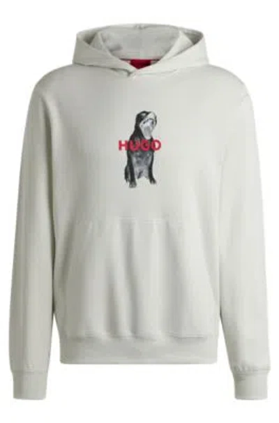 HUGO BOSS COTTON-TERRY REGULAR-FIT HOODIE WITH ANIMAL GRAPHICS