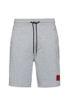 Hugo Boss Cotton-terry Regular-fit Shorts With Logo Label In Gray