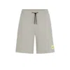 Hugo Boss Cotton-terry Regular-fit Shorts With Logo Label In Grey