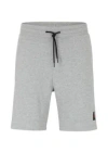 Hugo Boss Cotton-terry Regular-fit Shorts With Logo Label In Light Grey