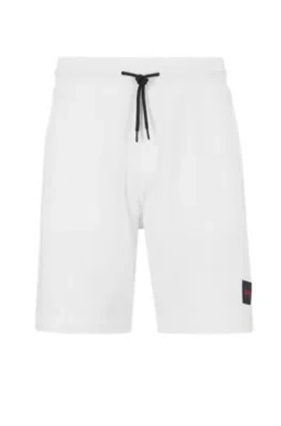 Hugo Boss Cotton-terry Regular-fit Shorts With Logo Label In White