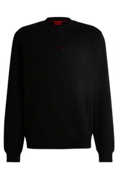 Hugo Boss Cotton-terry Regular-fit Sweatshirt With Logo Trim In Black