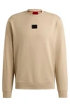 Hugo Boss Cotton-terry Regular-fit Sweatshirt With Logo Trim In Light Beige