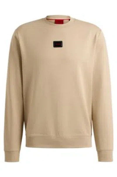Hugo Boss Cotton-terry Regular-fit Sweatshirt With Logo Trim In Light Beige