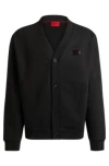 Hugo Boss Cotton-terry Relaxed-fit Cardigan With Jelly Logo In Black