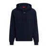 Hugo Boss Relaxed-fit Cotton Hoodie With Contrast Logo In Dark Blue