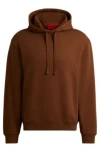 Hugo Boss Cotton-terry Relaxed-fit Hoodie With Logo Print In Brown