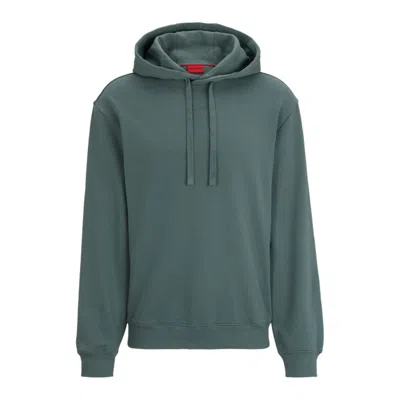 Hugo Boss Relaxed-fit Cotton Hoodie With Contrast Logo In Green