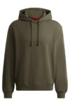Hugo Boss Cotton-terry Relaxed-fit Hoodie With Logo Print In Khaki