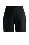 Hugo Boss Cotton-terry Relaxed-fit Shorts With Logo Print In Black