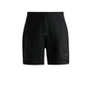 Hugo Boss Cotton-terry Relaxed-fit Shorts With Logo Print In Black