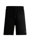 Hugo Boss Cotton-terry Relaxed-fit Shorts With Logo Trim In Black