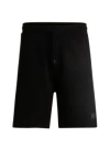Hugo Boss Cotton-terry Relaxed-fit Shorts With Logo Trim In Black