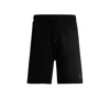 Hugo Boss Cotton-terry Relaxed-fit Shorts With Logo Trim In Black