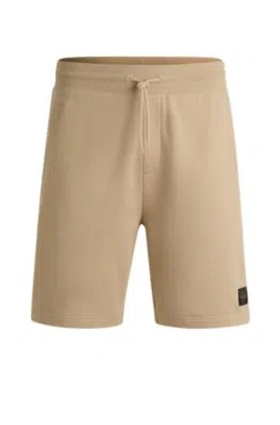 HUGO BOSS COTTON-TERRY RELAXED-FIT SHORTS WITH LOGO TRIM